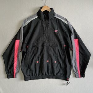 VTG 90s Nike Windbreaker Half Zip Anorak Swoosh Pullover Jacket Black Mens L